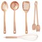 5 Pcs Copper Cooking Utensils Set, Rose Gold Cookware with Ladle, Whisk, Tongs, Slotted Spatula, Spoon, Copper Kitchen Tool Set, Cooking Accessories and Serving Utensils